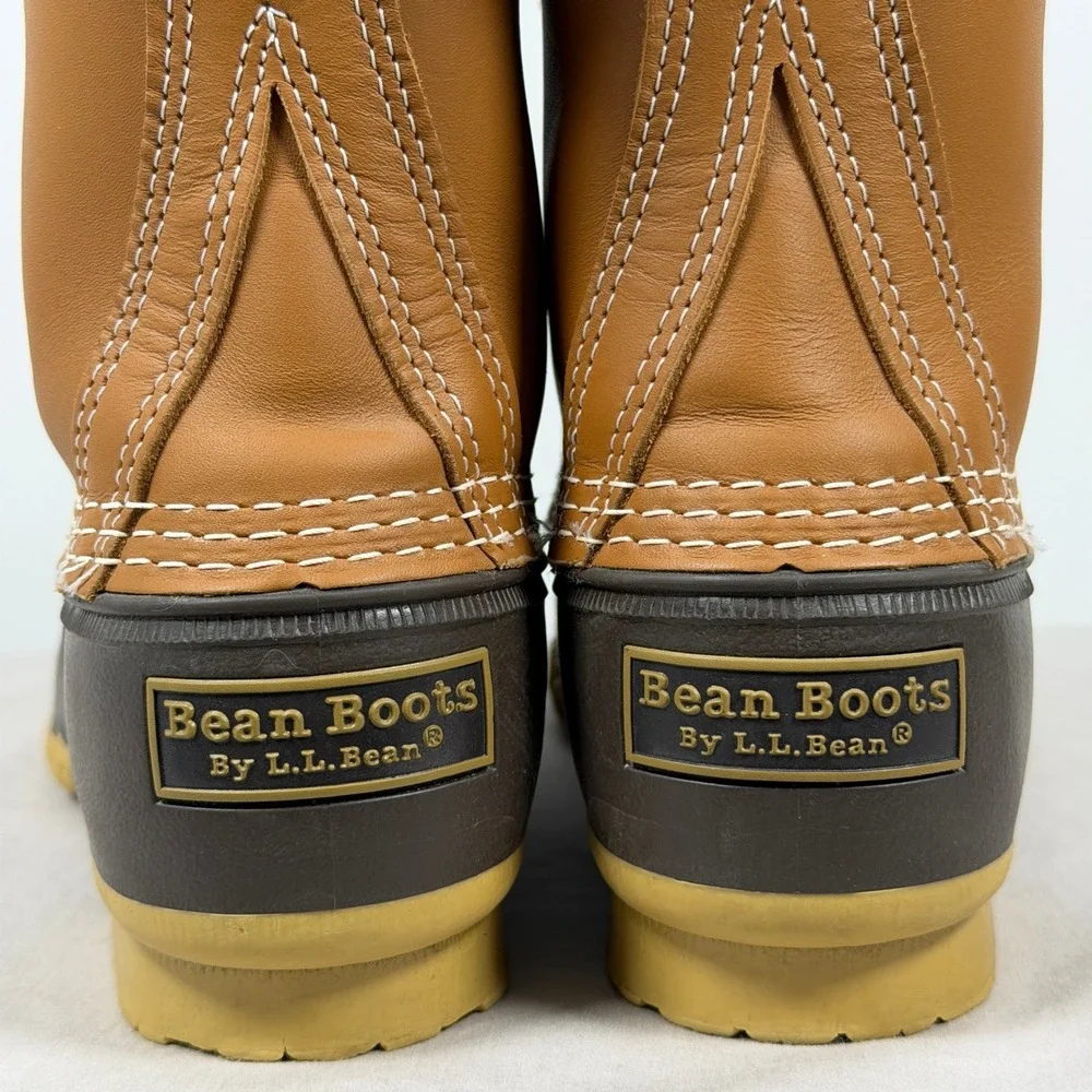 L.L. Bean Kids Size 4M Bean Boots 8-inch Duck Boots Tan Brown Made in USA 229685